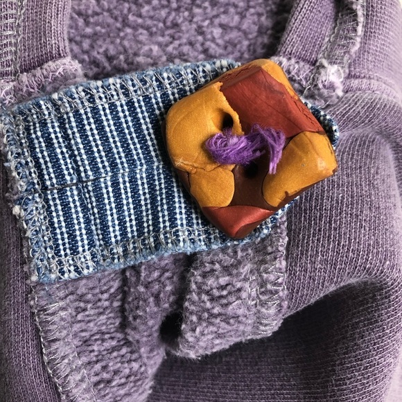 BOHEMIAN custom purple embellished button down sweatshirt - Picture 7 of 15